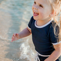 Ocean Ribbed Two Piece Bathers - Navy