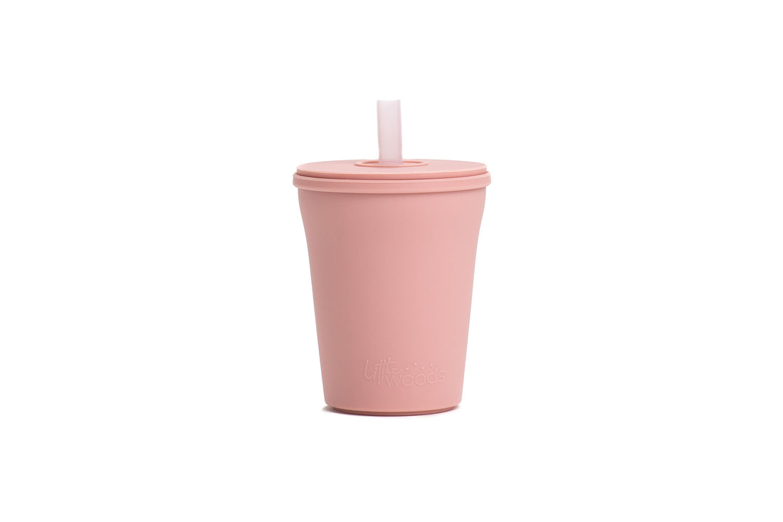 Silicone Straw Cup- Dusty Pink