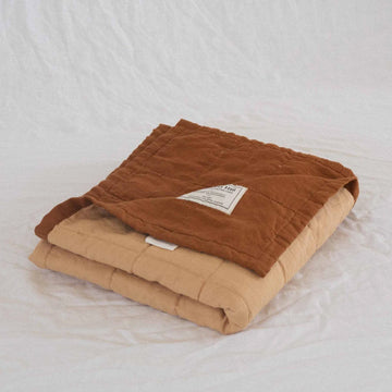Warren Hill Cot Blanket- French Flax Linen- Rust - Bonny & Bear - Warren Hill