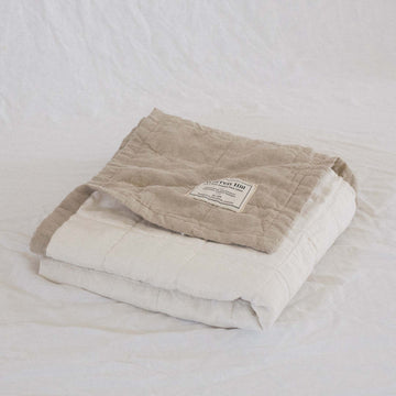 Warren Hill Cot Blanket- French Flax Linen- Natural - Bonny & Bear - Warren Hill