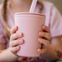 Silicone Straw Cup- Dusty Pink