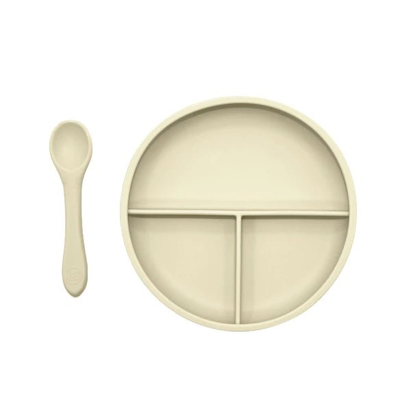 O.B. Designs Silicone Dinner Plate & Spoon Set - Coconut