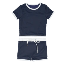 Ocean Ribbed Two Piece Bathers - Navy