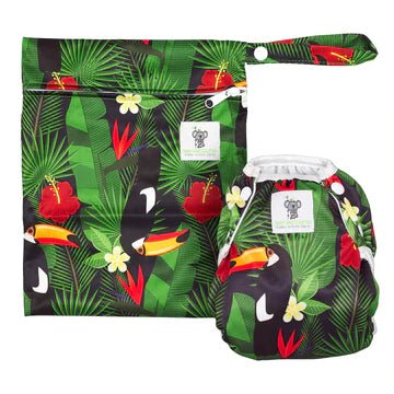 Nappy And Wet Bag Set - Toucan jungle